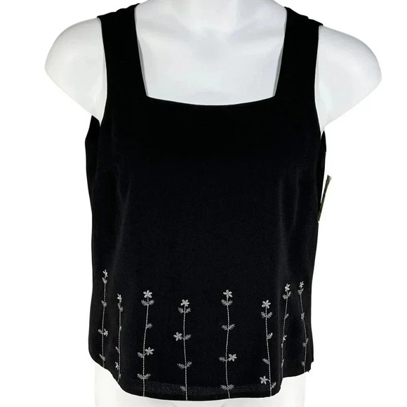 VTG Betu NWT Womens Black 2 Piece Embroidered Blazer 6 Tank Top 8 Career Wear - Picture 2 of 16